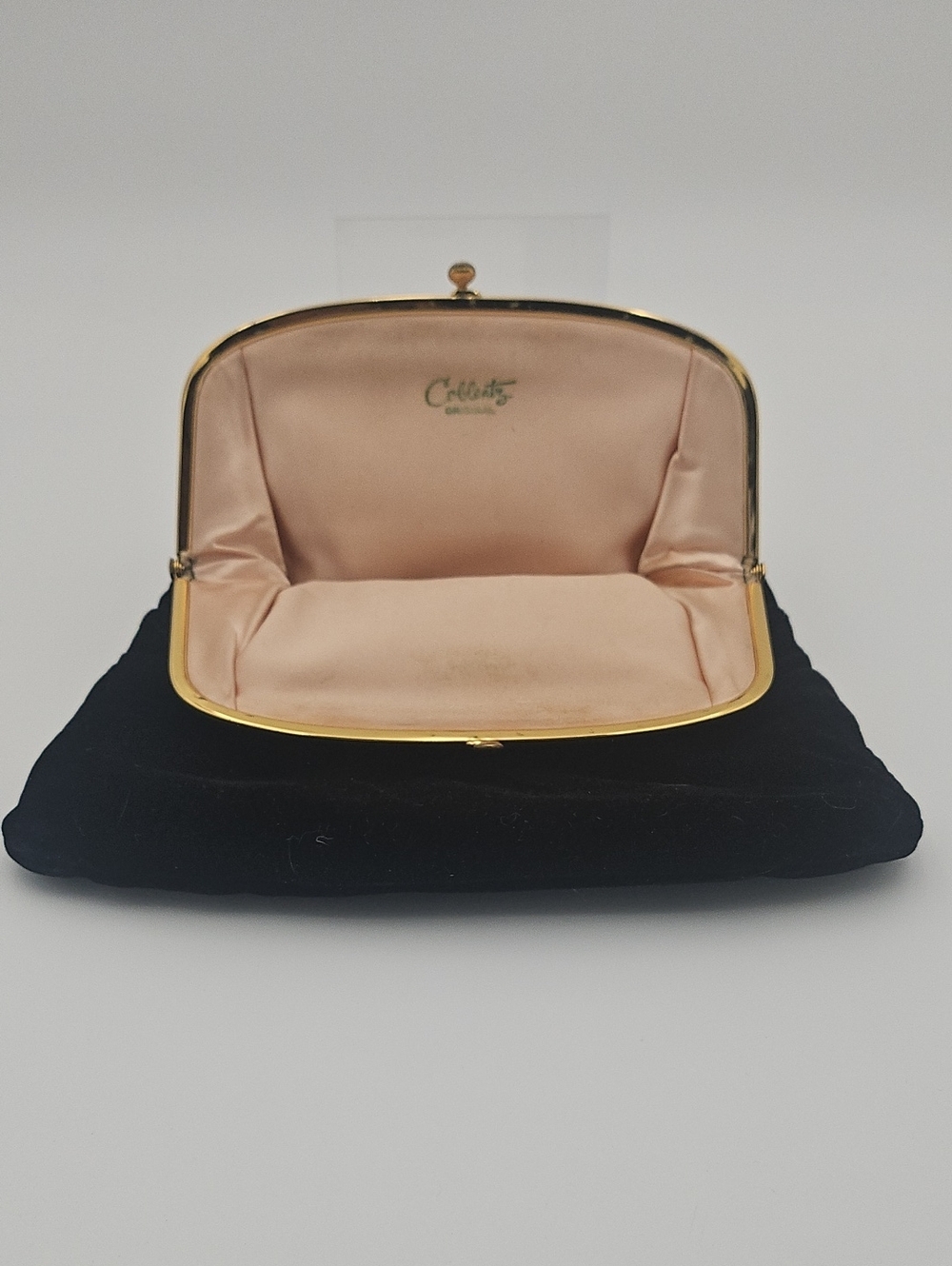 Vintage Coblentz Clutch Purse Bag Black Folding Gold Clasp